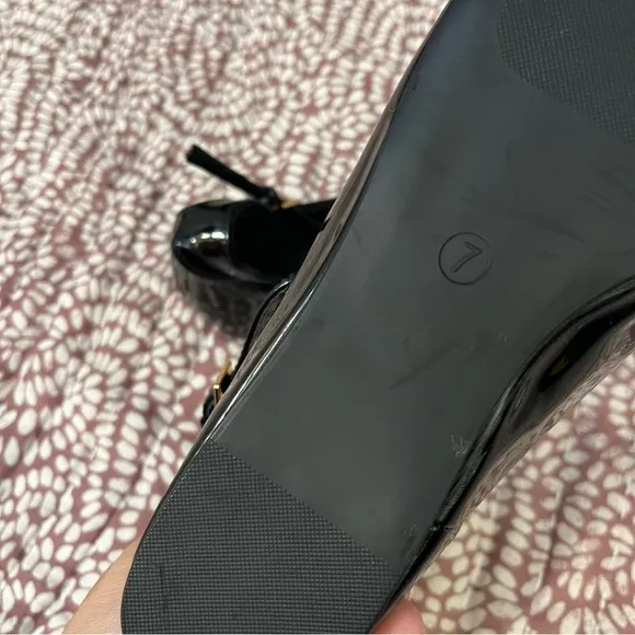 New Princess Polly Kynlee Square Toe Patent Leather Ballet Flats in Black