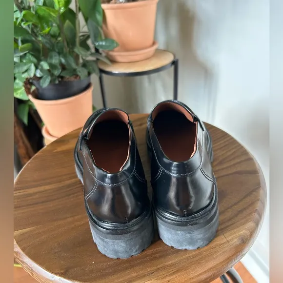 NEW Reformation Leather Loafers Agathae Chunky Sole in Black Size 7.5