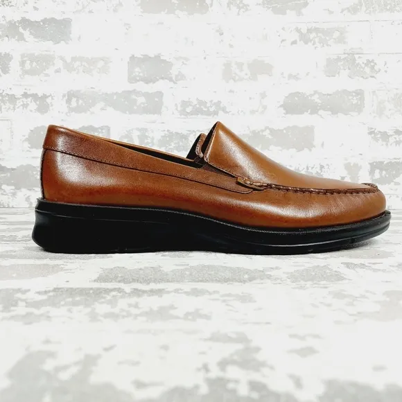 New Rockport Palmer Venetian Brown Leather Slip On Loafers W373