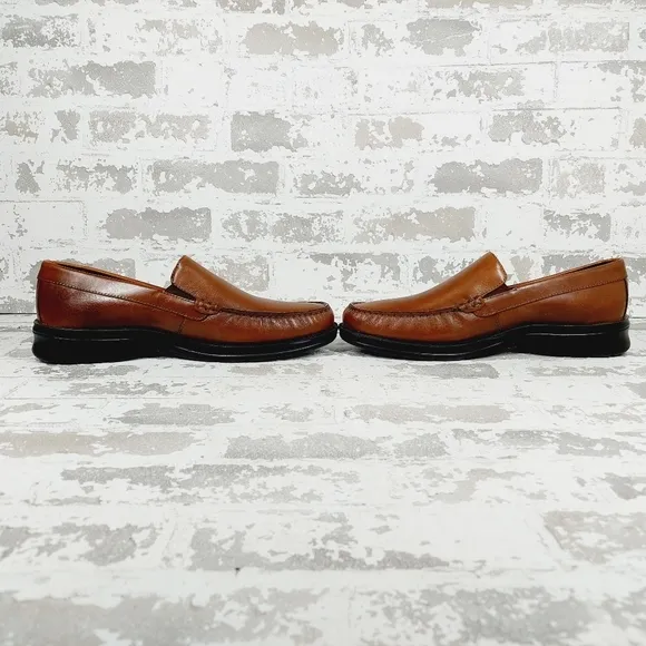 New Rockport Palmer Venetian Brown Leather Slip On Loafers W373