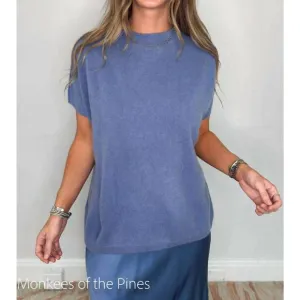 NEW ROSE &amp; CROWN mock neck cashmere sweater in indigo