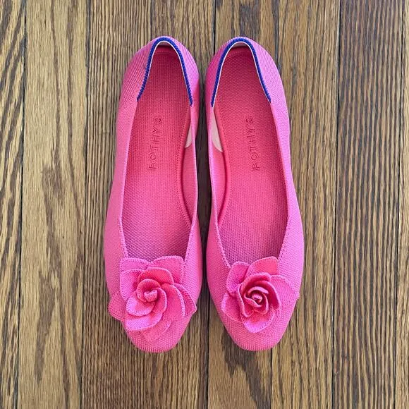 New Rothy’s The Petal Square Flats in Soirée Pink Size 9