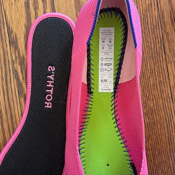 New Rothy’s The Petal Square Flats in Soirée Pink Size 9