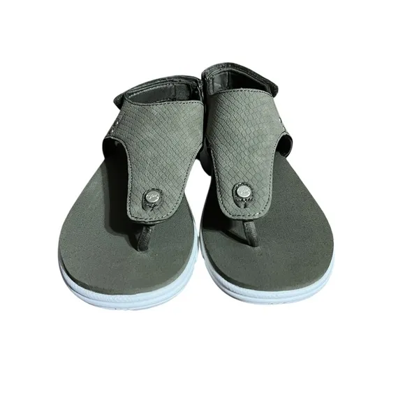 New Ryka Margo Sling back Thong Women's Sandals Olive Green Textured Size 5.5
