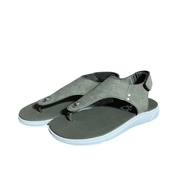 New Ryka Margo Sling back Thong Women's Sandals Olive Green Textured Size 5.5