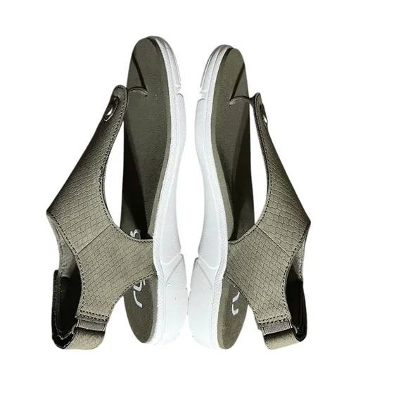 New Ryka Margo Sling back Thong Women's Sandals Olive Green Textured Size 5.5