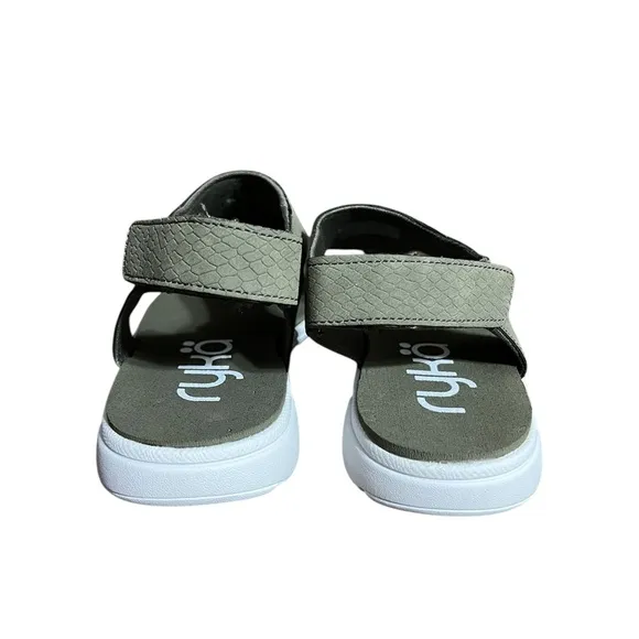 New Ryka Margo Sling back Thong Women's Sandals Olive Green Textured Size 5.5