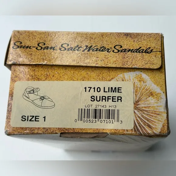 NEW Salt Water Sun-San Surfer Sandals Lime size 1