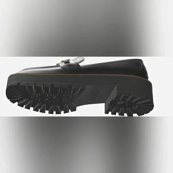 New Sam Edelman 10 Lugsole Preppy Spring Platform Black Leather Loafers