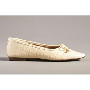 NEW Shutz Anthropologie Arissa Croc Embossed Cream Leather Ballet Flats size 8.5