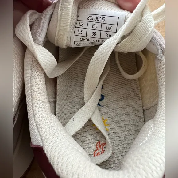 New Soludos Paradiso Retro Sneaker in White/Wine 5.5