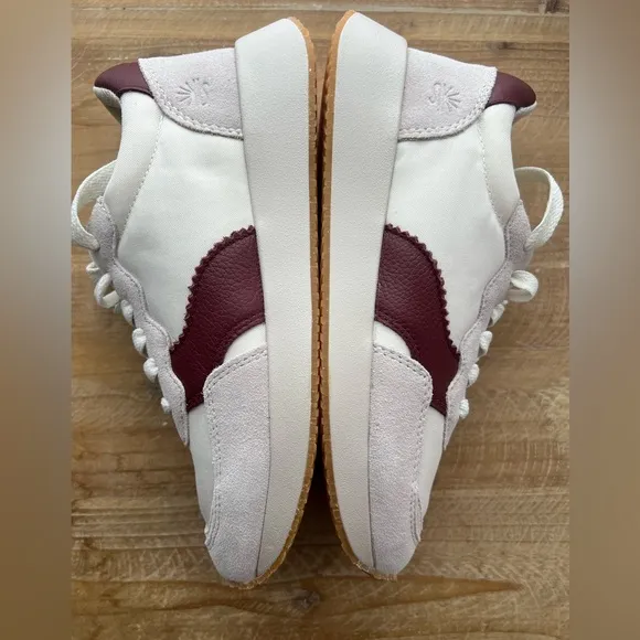New Soludos Paradiso Retro Sneaker in White/Wine 5.5