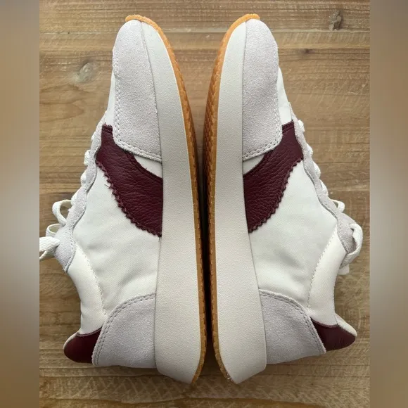 New Soludos Paradiso Retro Sneaker in White/Wine 5.5