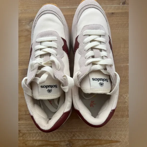 New Soludos Paradiso Retro Sneaker in White/Wine 5.5