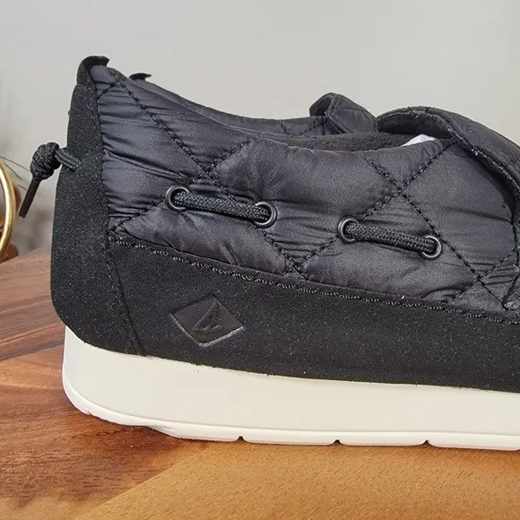 NEW Sperry Moc-Sider Nylon Black Quilted Slip-On Shoes Loafers Mens Size 9.5