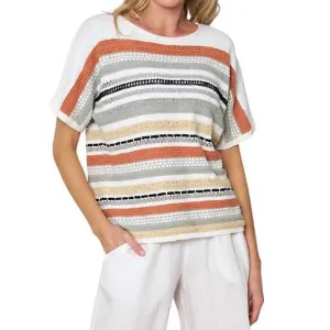 NEW STELLA CARAKASI simply striking sweater in multi stripe