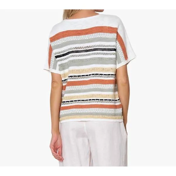 NEW STELLA CARAKASI simply striking sweater in multi stripe