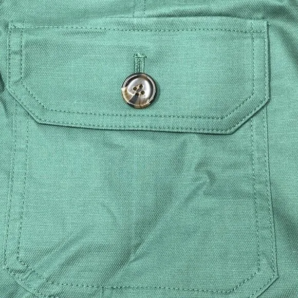 NEW TALBOTS  Cropped Jacket – Size 4 – Green – Patch Pockets – Spring Button