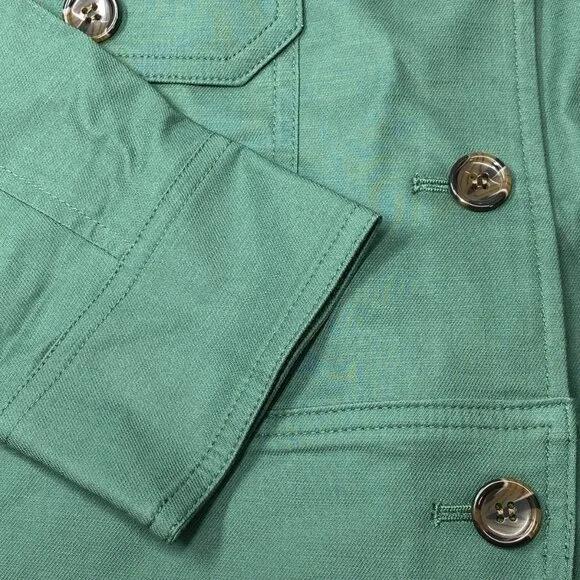 NEW TALBOTS  Cropped Jacket – Size 4 – Green – Patch Pockets – Spring Button
