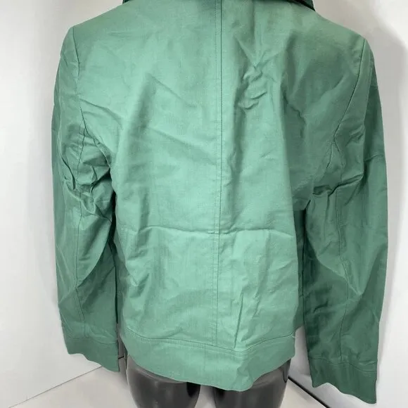 NEW TALBOTS  Cropped Jacket – Size 4 – Green – Patch Pockets – Spring Button
