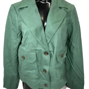 NEW TALBOTS  Cropped Jacket – Size 4 – Green – Patch Pockets – Spring Button