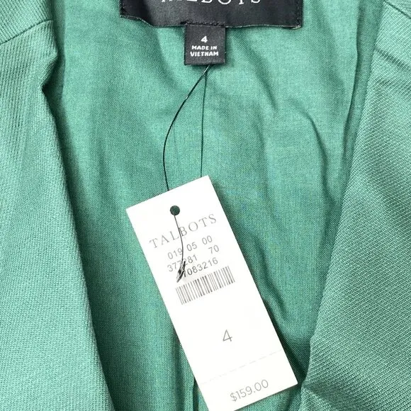 NEW TALBOTS  Cropped Jacket – Size 4 – Green – Patch Pockets – Spring Button