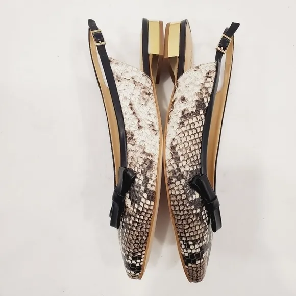 NEW Talbots EDISON SLINGBACK BOW FLATS - EMBOSSED Snake Skin