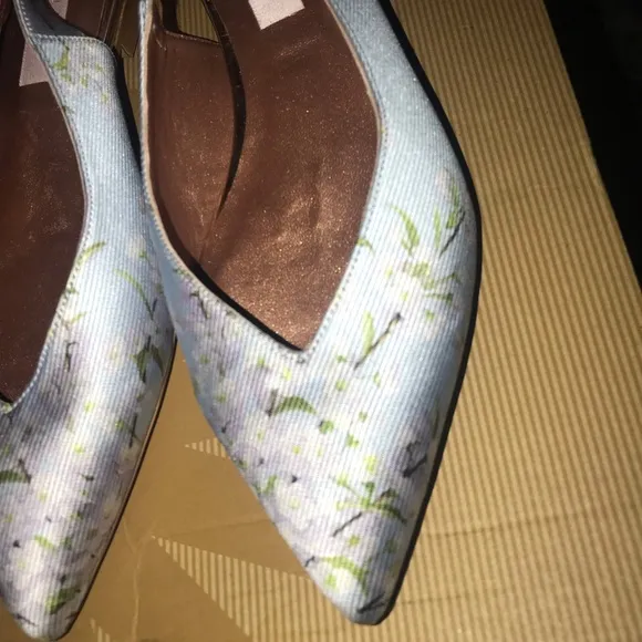 NEW Ted Baker London blue Satin Floral Flat Shoes