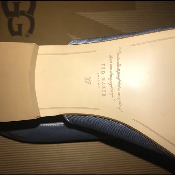 NEW Ted Baker London blue Satin Floral Flat Shoes