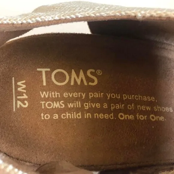 New TOM'S Majorca City Wide Canvas Strap Sandals Block Heel Natural SZ 12