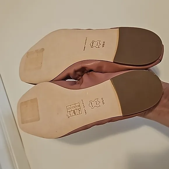 NEW Tory Burch Nappa Leather Square Toe Ballet flats in pink magnolia