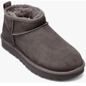NEW Ugg Classic Ultra Mini Shearling Ankle Boots in Grey Suede Men’s Sz 9