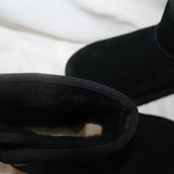 NEW‎ UGG JONA SUEDE SHEARLING GIRL'S MINI SHEARLING LINED BOOTS BLACK