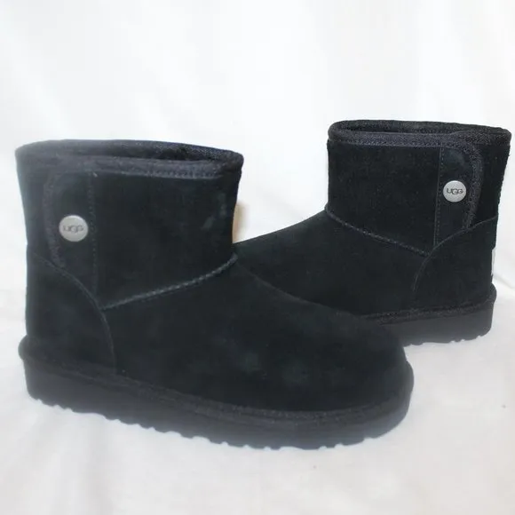 NEW‎ UGG JONA SUEDE SHEARLING GIRL'S MINI SHEARLING LINED BOOTS BLACK