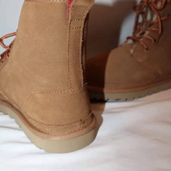 NEW UGG MEN'S SUEDE ANKLE SHEARLING LINED CHESTNUT‎ BOOTS 11