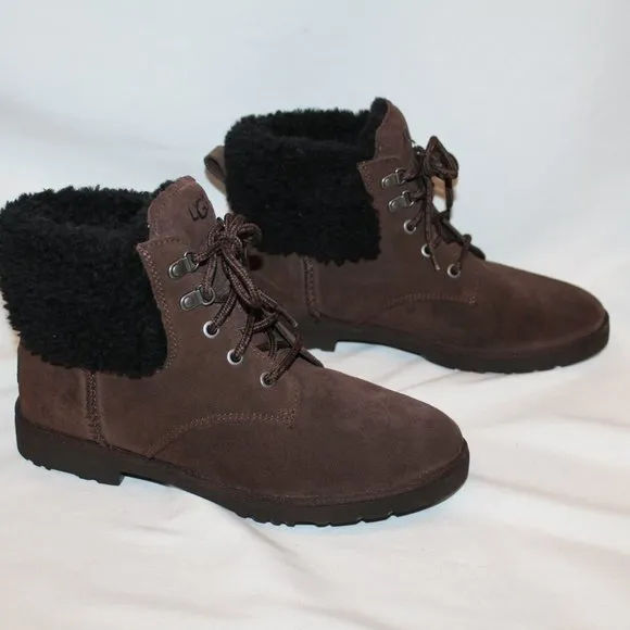 NEW UGG‎ WOMEN'S ROMELY SUEDE SHEARLING CUFF LINED ANKLE BOOTS