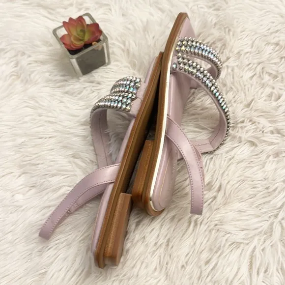NEW Vince Camuto Prizza Pink Embellished Slingback sandals flats women size 5.5