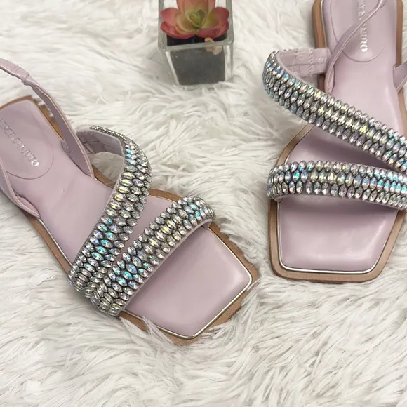 NEW Vince Camuto Prizza Pink Embellished Slingback sandals flats women size 5.5