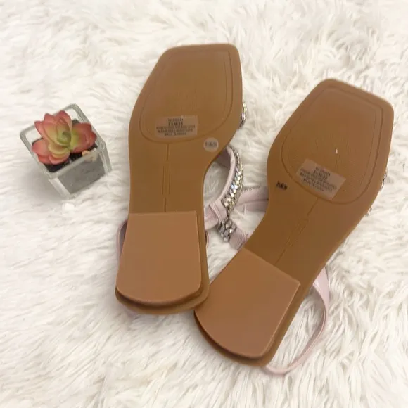 NEW Vince Camuto Prizza Pink Embellished Slingback sandals flats women size 5.5