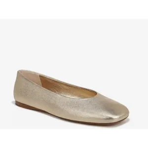 New Vince Leah Gold Champagne Metallic Ballet Flats Square Toe Sz 8.5 $275
