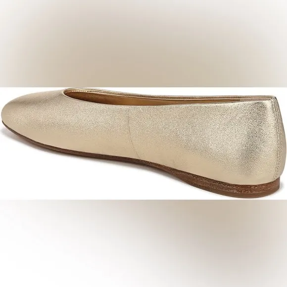 New Vince Leah Gold Metallic Ballet Flats Square Toe Ballerina Sz 10