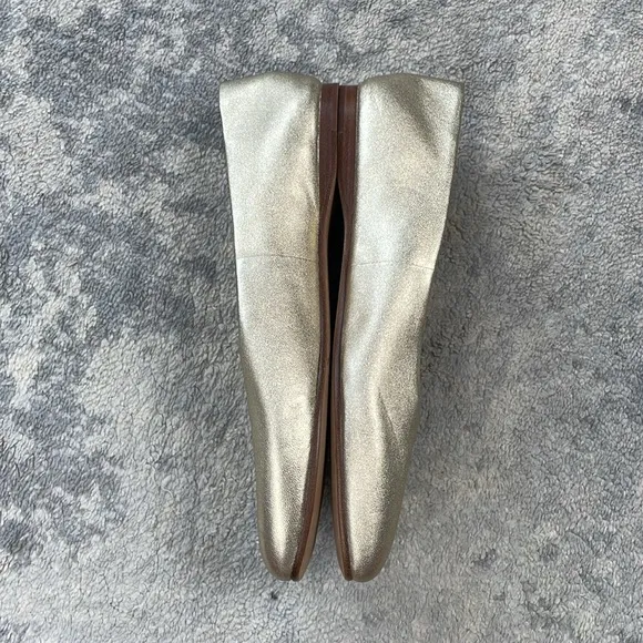 New Vince Leah Gold Metallic Ballet Flats Square Toe Ballerina Sz 10