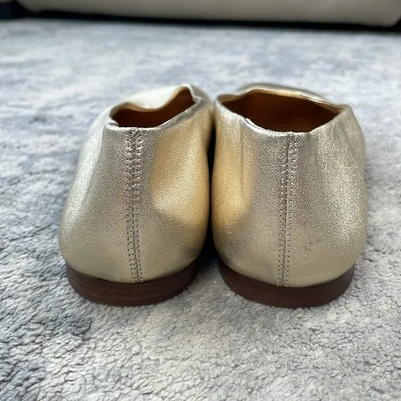 New Vince Leah Gold Metallic Ballet Flats Square Toe Ballerina Sz 10