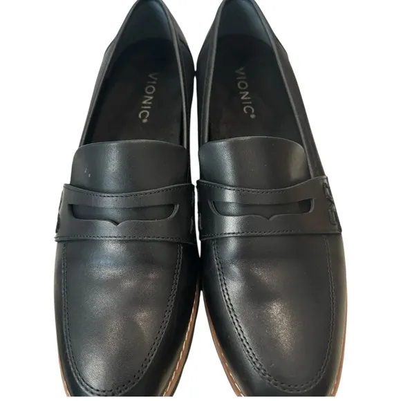 New Vionic Womens Cheryl II Black Slip-on Loafers 8