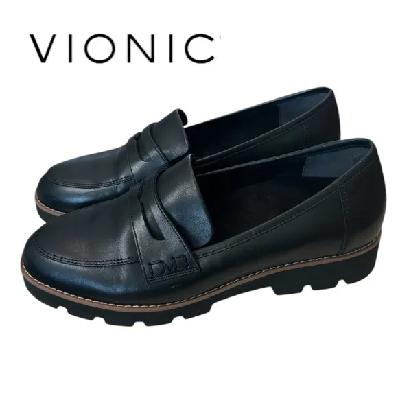 New Vionic Womens Cheryl II Black Slip-on Loafers 8
