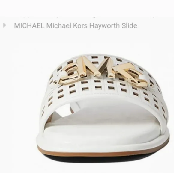 New w/Box Michael Michael Kors Hayworth Vegan Leather Slide/Sandal Size 6.5