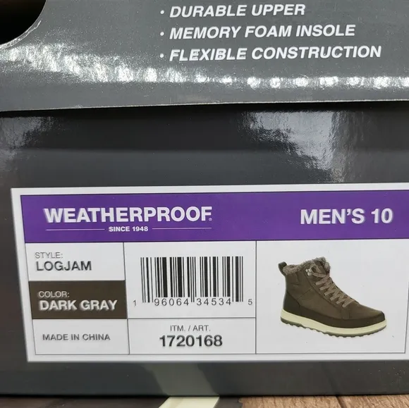 New Weatherproof Men's Log Jam Snow Boots Size 10