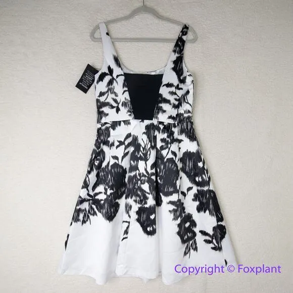 New! White House Black Market Satin Square Neck Fit-and-Flare Dress,‎ size 10