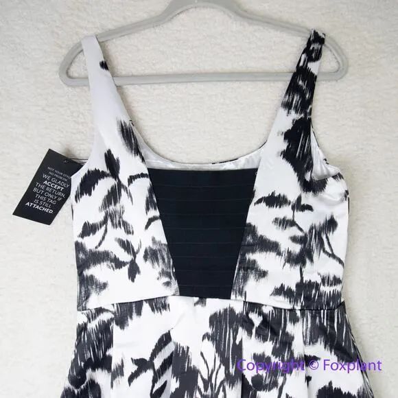 New! White House Black Market Satin Square Neck Fit-and-Flare Dress,‎ size 10
