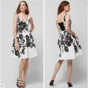 New! White House Black Market Satin Square Neck Fit-and-Flare Dress,‎ size 10